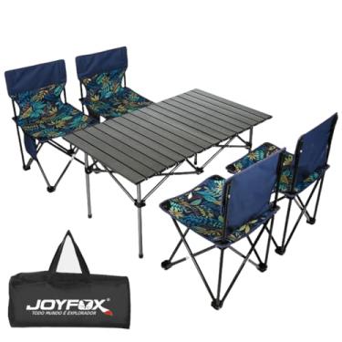 Imagem de Kit Mesa Dobrável 120cm Com 4 Cadeiras Resistente Para Camping Garden Acampamentos Churrascos Piqueniques Caminhadas Pesca (Preto)