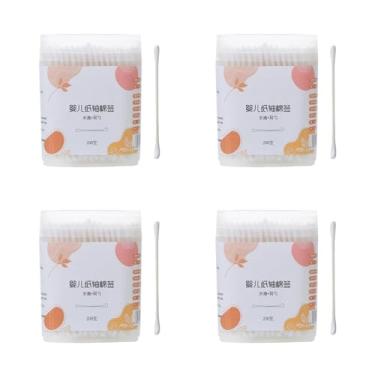 Imagem de 800 peças cotonete de algodão para limpeza de orelhas, cotonete em bastão de algodão, limpador de cera de ouvido de bebê, cotonete cosmético