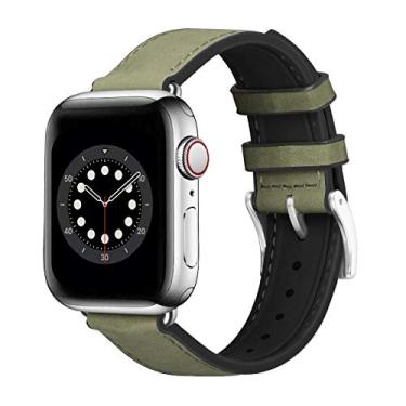 Imagem de WFEAGL Pulseira feminina de couro genuíno de grão superior para Apple Watch Ultra, SE, SE2 e séries 10, 9, 8, 7, 6, 5, 4, 3, 2 e 1 de 42 mm (série 3 2 1) de 44 mm, 45 mm, 46 mm e 49 mm