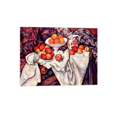 Imagem de Pintura de arte de parede em tela - Maçãs e laranjas - Impressões em tela famosas com moldura de madeira - Reproduções de imagens em tela - Pôster de arte para sala de estar 50 x 65 cm 20 x 26