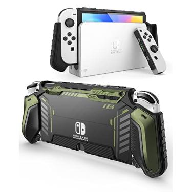 Imagem de i-Blason Capa Armorbox para Nintendo Switch OLED 2021 com encaixe confortável e antiarranhões compatível com o modelo Nintendo Switch OLED e controle Joy-Con (verde)