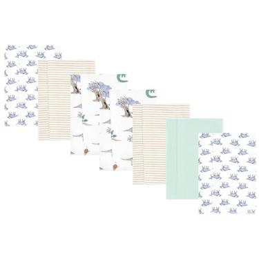 Imagem de Luvable Friends Hudson Baby Conjunto de 7 panos de flanela para arrotos, Dinossauro pastel, 14x20 inches