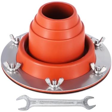 Imagem de Kit de tomada de fogão de barraca, bota de tubo de silicone flexível, kit de conduto de teto de alta temperatura para fogão, kit de piscar de tubo de telhado resistente ao calor para barraca de sino