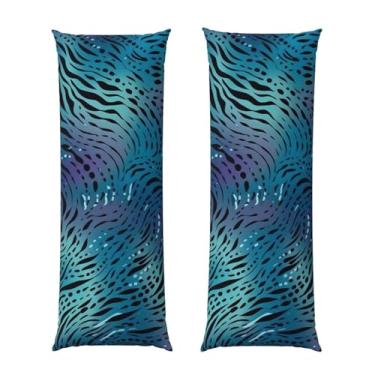 Imagem de Capa de travesseiro corporal com zíper oculto, fronha longa de microfibra macia e respirável para travesseiro corporal, capas de travesseiro com estampa de zebra azul para dormir, presente de cama, 50