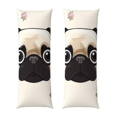 Imagem de Capa de travesseiro corporal com zíper oculto, fronha longa de microfibra macia e respirável para travesseiro corporal, capas de travesseiro de pug de linha para dormir, presente de cama, capa de