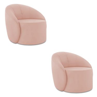 Imagem de Poltrona Decorativa Orgânica Kit 2 Lua Veludo D03 - D'rossi -