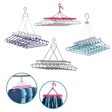Imagem de Varal Premium Com 8 Cabides Para Pendurar Camisa E Camiseta