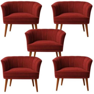 Imagem de Jogo 5 Poltronas Decor para Recepção Clinica Tecido Veludo Confortavel