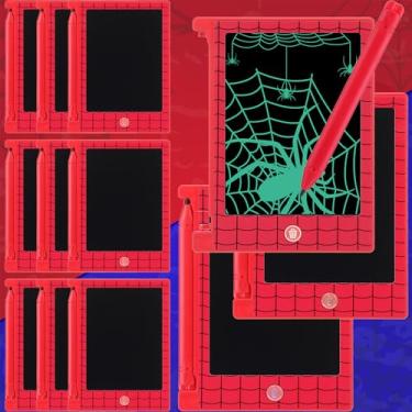 Imagem de Nezyo 12 Pack Spider Web Party Favors, Mini LCD Writing Tablet for Kids, 4.6'' Spider Web Checked Board Drawing Tablet Erasable Reusable Electronic Drawing Pads for Birthday Supplies