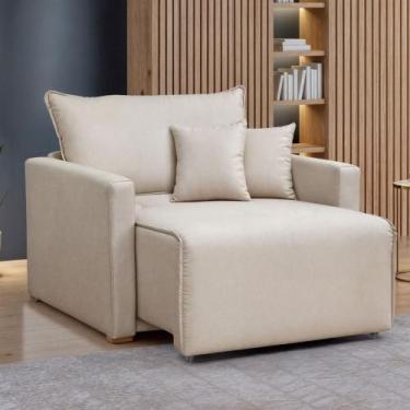 Imagem de Poltrona Júlia Retrátil e Reclinável Linho/Cru - Celflex, Bege