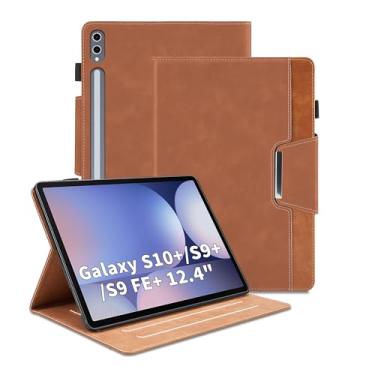 Imagem de Capa para Samsung Galaxy Tab S10 Plus/S9 FE Plus/S9 Plus de 12,4 polegadas - Suporte de visualização multiângulo com bolso, capa fólio de couro PU com fecho magnético, capa para tablet inteligente