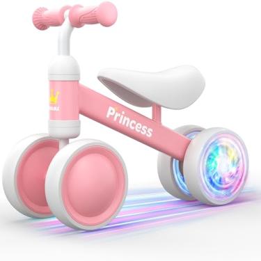 Imagem de Kinderland Toys Bicicleta de Equilíbrio Infantil 1 a 2 Anos | Rodas que Acendem | Brinquedo Educativo para Bebê | Presente Divertido para Meninos e Meninas | Bicicleta Sem Pedal (Rosa)
