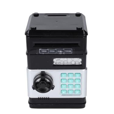 Imagem de Caixa eletrônica de economia de dinheiro garoto desenho animado mini dinheiro moeda economiza brinquedo de banco com senha bloqueio de senha segura confiável função de moeda (preto)