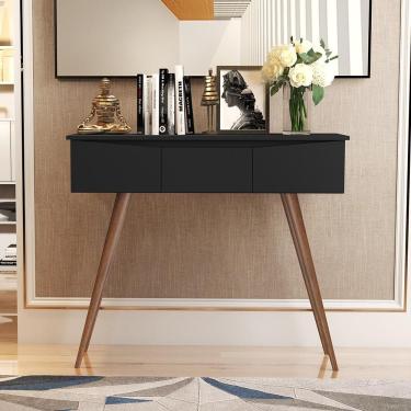 Imagem de Aparador Paris - 3 Gavetas Pés Madeira Mdp Cantinho Do Café Preto - Maria Móveis Preto