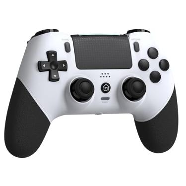 Imagem de GAMFAMI Wireless Controller with Hall Joystick for PS4/Pro,Slim - with Built-in Speakers/Turbo/Buttons Programming, 1000mAh Battery (White Black)