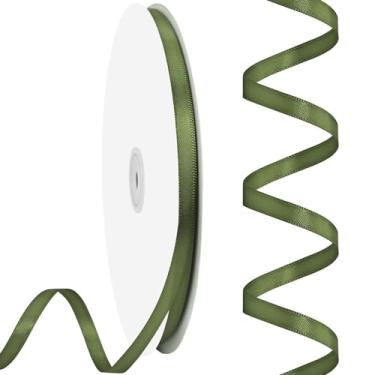 Imagem de Rilisili Fita fina de cetim musgo 1/4 polegada 100 jardas fitas de cetim dupla face para embrulho de presente, casamentos, convites, buquê de flores, costura de laço