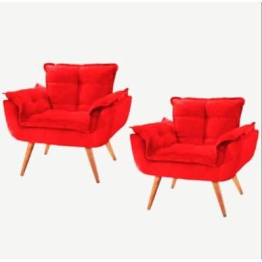 Imagem de Kit 2 poltronas para sala confortavel Opala. In-9 Decor. - Vermelho