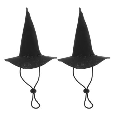 Imagem de PRETYZOOM 2 peças de chapéu de Halloween para animais de estimação, chapéu de bruxa gato para cães Csoplay, tiara para animais de estimação, decorações para cães gatinhos pequenos (preto)