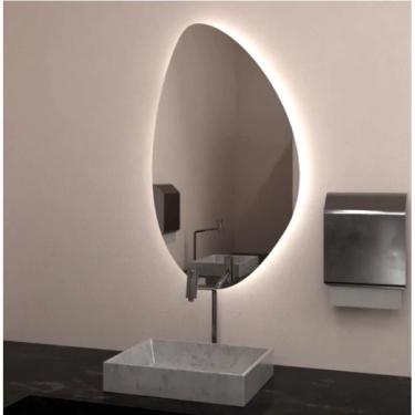 Imagem de Kit 2 Espelhos Orgânico Com Led Amarela 60x40 Com Bateria Amarelo