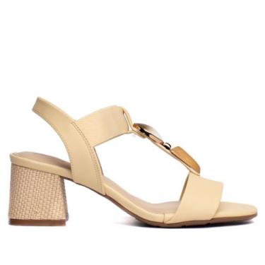 Imagem de Sandália Feminina Modare Salto Bloco Napa Bege, Bege, 38