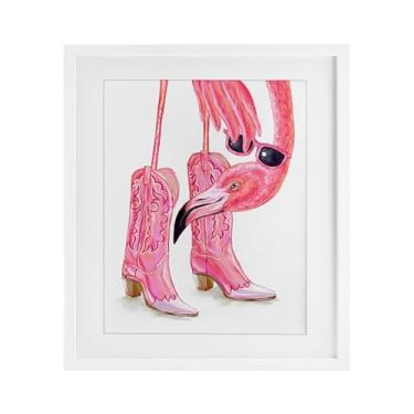 Imagem de Stupell Industries Impressão Emoldurada Glam Cowgirl Flamingo Branco Design sob Vidro por Ziwei Li, 21 x 17