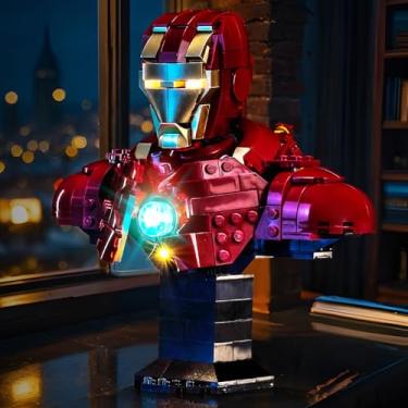 Imagem de LocoLee Kit de luz compatível com Lego 76327 Busto do Homem de Ferro MK4 – Sem modelo apenas luz, acessórios de iluminação LED compatíveis com Lego 76327 (versão padrão)