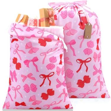 Imagem de Capoda 2 peças de sacos de cordão de laço rosa 50 x 71 cm, sacos de chá de bebê extragrandes de tecido reutilizável, bolsas de presente de elefante para aniversário, chá de bebê, revelação de gênero
