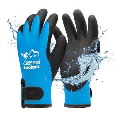 Imagem de Luvas 100% impermeáveis para homens e mulheres, luvas de trabalho de inverno para clima frio, Touchsreen, luvas de freezer com isolamento térmico, com aderência, azul, grande
