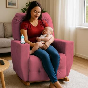Imagem de Poltrona de Amamentação Balanço Antonella Puff Rosa