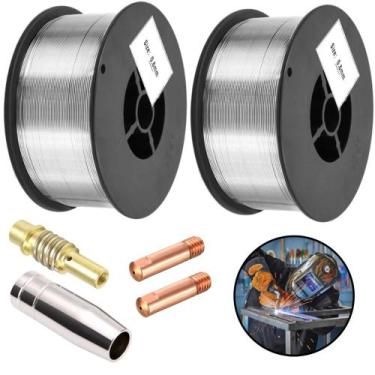 Imagem de Kit Mig - 2 Arames Solda Mig S/ Gás 0,8mm + 2 Bicos de Contato 0,8mm +