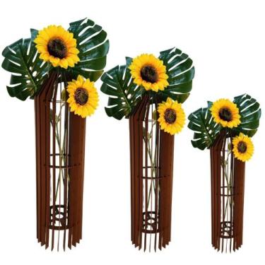 Imagem de Vaso de Chão Decorativo Grande MDF PENEDO - LENOBRE, Marrom, Kit com 3