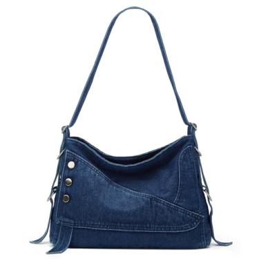 Imagem de Bolsas jeans de grande capacidade bolsa transversal retrô bolsas Hobo bolsas espaçosas 2025, Azul escuro