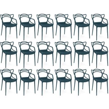 Imagem de Kit 18 Cadeiras De Jantar Allegra Design Empilhável - Azul Marinho