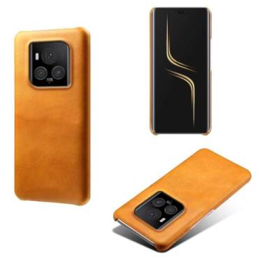 Imagem de Capa para Honor Magic 6 Ultimate,Proteção contra quedas,Casca de volta de cor sólida simples,Design de couro de imitação de plástico-Orange