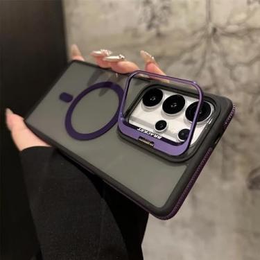 Imagem de Capa protetora de lente magnética de metal com suporte para Galaxy Samsung S25 S24 S23 S22 Ultra Plus FE à prova de choque (para Samsung S24Plus/roxo)