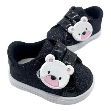 Imagem de Tênis Sapatinho Infantil Menina Urso Com Brilho Para Bebês, 18
