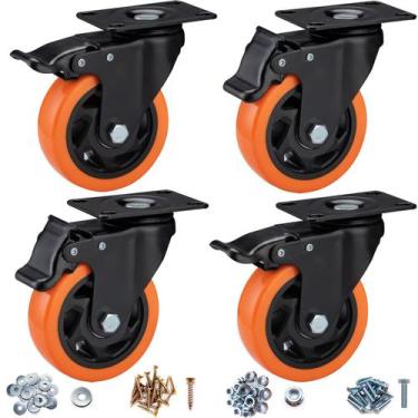 Imagem de Rodas Caster Wheels ASRINIEY 4 Heavy Duty Orange Poliuretano de 4 pole