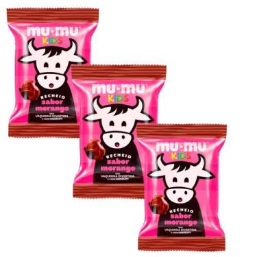 Imagem de Kit 3 Chocolate Mu-Mu Kids Neugebauer Morango 15,6g