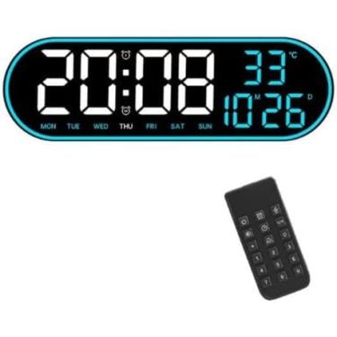 Imagem de Cronômetro Relógio Digital de Parede LED Grande com Data Temperatura Calendário Alarme Bivolt Cor Preto