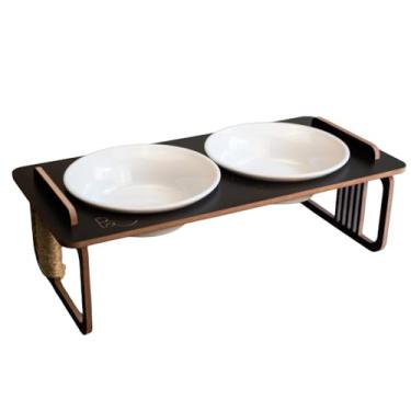 Imagem de Comedouro elevado para cães de mini e pequeno porte (Preto, Duplo)