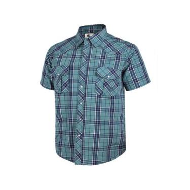 Imagem de Camisa masculina COEVALS CLUB Western Cowboy verde sem rugas GG