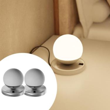 Imagem de Kit 2 Abajur Luminária De Mesa Dama Moderno Alumínio Com Globo Vidro c