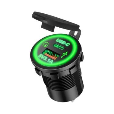 Imagem de Adaptador De Carregamento Rápido Dual USB-C Para Carro E Moto 12V Para