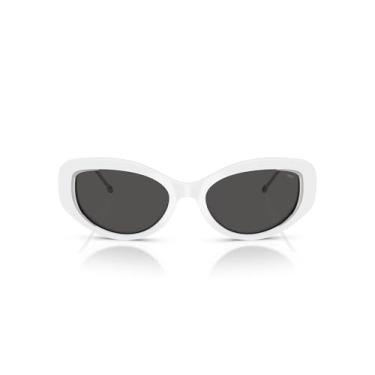 Imagem de Diesel Eyewear DL2001MU Óculos de sol oval de ajuste universal, branco, 54 mm