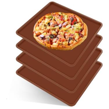 Imagem de FALESOUL 4 peças de folhas de desidratador de silicone, bandejas de couro de frutas tapetes de desidratador antiaderentes de 30 x 25 cm, tapetes desidratadores reutilizáveis, tapetes quadrados para