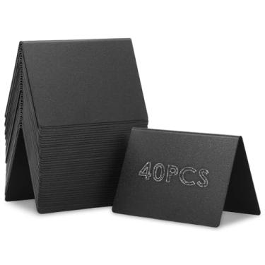 Imagem de 40 peças de mini placas de quadro-negro, etiquetas de quadro-negro de mesa, etiquetas de alimentos para buffet de festa, placas de exibição de alimentos, cartões de nome de mesa, suprimentos de