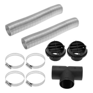 Imagem de TUCKBOLD Kit de duto de aquecimento de carro de 60 mm de diâmetro 80 cm, conjunto de mangueira de duto de ar quente para aquecimento a diesel, tom prateado