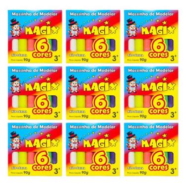 Imagem de Kit 9 Massinha De Modelar 6 Cores Magix 90g Multicolor