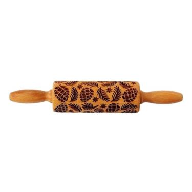 Imagem de predolo Rolo de massa de madeira com natalino, ferramenta de cozimento para festas, fácil de limpar, ferramenta de cozinha faça você mesmo, carimbos, 39 Cm X 4.5 Cm
