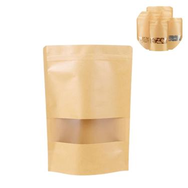 Imagem de Saco Kraft Stand Up Pouch Hermético com Visor  14 x 20cm 10 Unidades